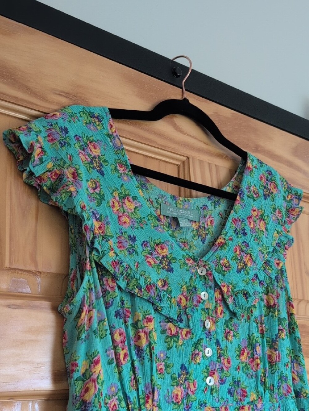 NWT April Cornell Mint Floral Dress with Multicolor Blooms - Picture 3 of 11